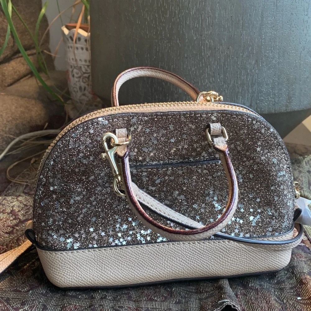 Authentic COACH Leather/glitter stars small zip top satchel/Crossbody - Picture 3 of 16